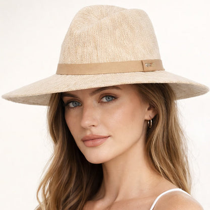🌞👒 Összecsukható női kötött napellenző kalap – Elegáns fedora stílus UV-védelemmel