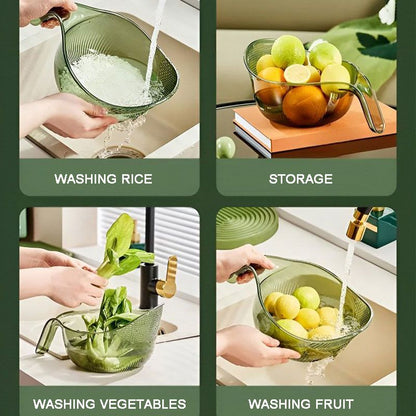 Átlátszó 2 az 1-ben csepegtető kosár – mosáshoz, lecsepegtetéshez és szárításhoz a konyhában 🍎🥦