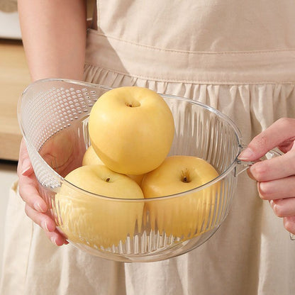 Átlátszó 2 az 1-ben csepegtető kosár – mosáshoz, lecsepegtetéshez és szárításhoz a konyhában 🍎🥦
