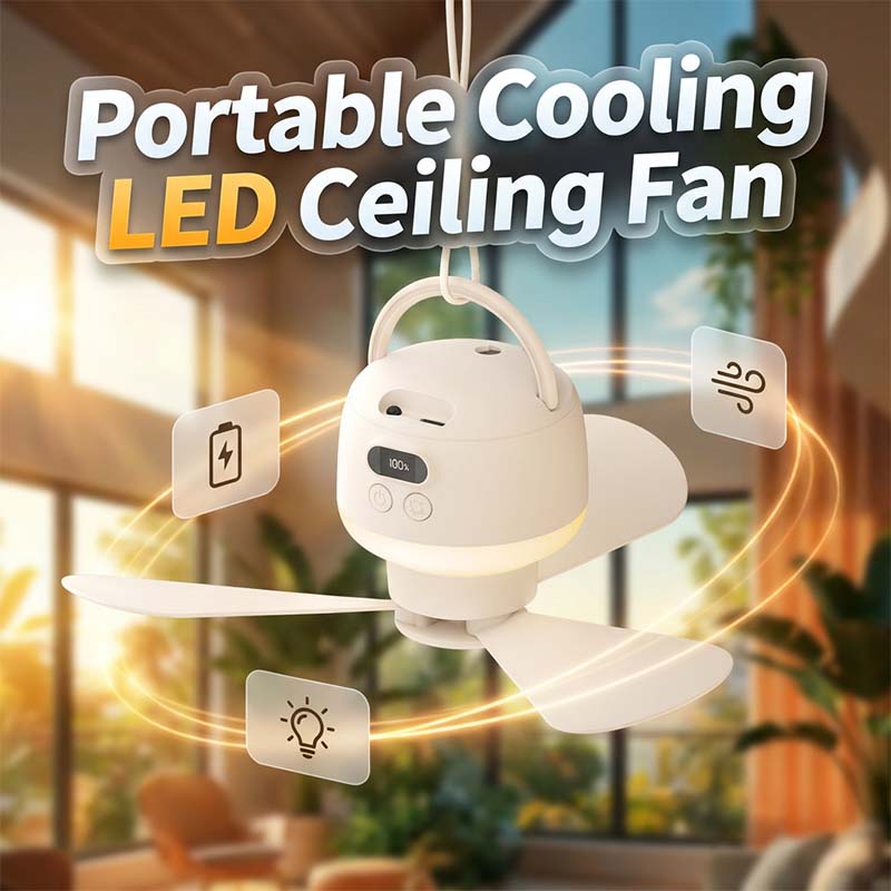 💨💡 Hordozható USB-s LED mennyezeti ventilátor – Hűsítés és világítás bárhol ❄️
