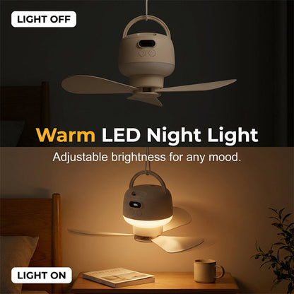💨💡 Hordozható USB-s LED mennyezeti ventilátor – Hűsítés és világítás bárhol ❄️