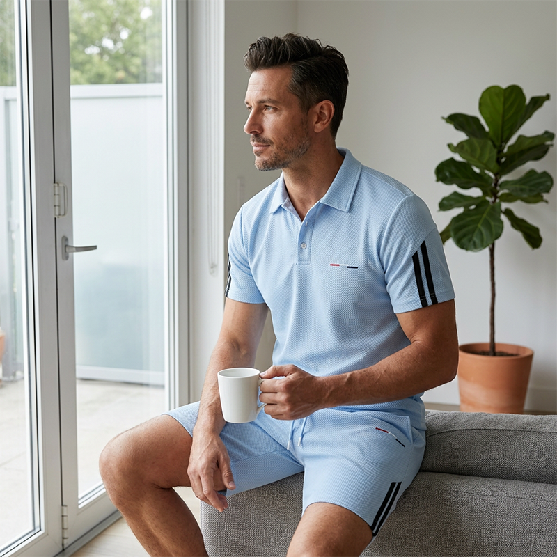 👕 2 részes szabadidőruha-szett férfiaknak – rövid ujjú felső és rövidnadrág, lélegző, kényelmes és sokoldalú, mindennapi viseletre, sportoláshoz és utazáshoz ☀️🩳