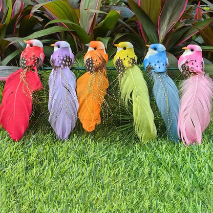 🐦 12 db élethű tollas díszmadár csipesszel – Varázsolj természetes hangulatot bárhová