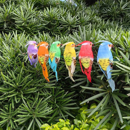 🐦 12 db élethű tollas díszmadár csipesszel – Varázsolj természetes hangulatot bárhová