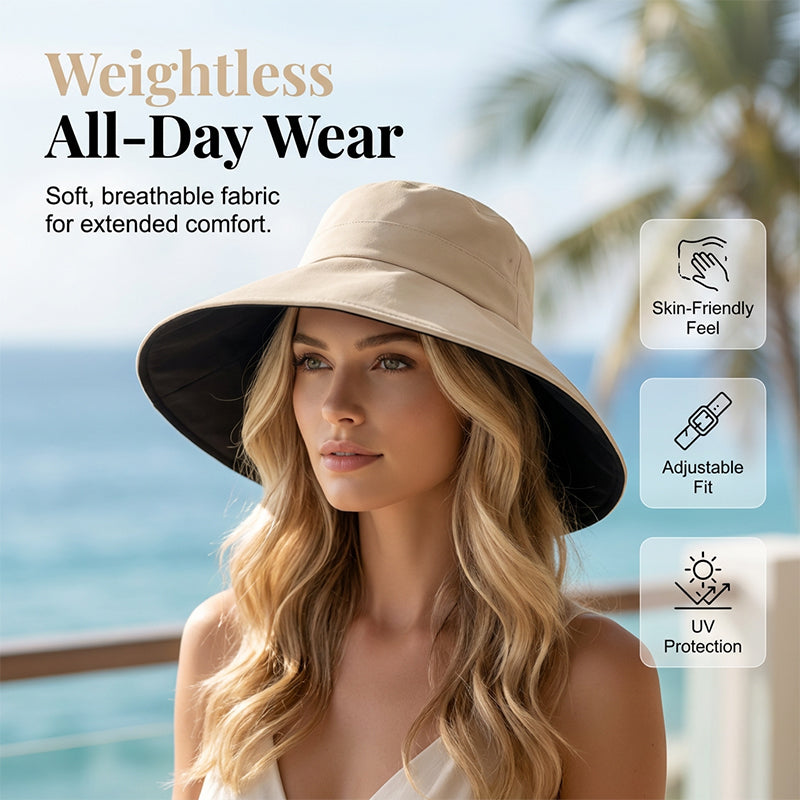 👒 Elegáns női széles karimájú napkalap – Stílusos UV-védelem nyárra