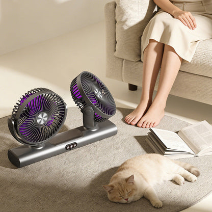 🌬️ Kétfejes oszcilláló mennyezeti ventilátor – Erőteljes hűtés, helytakarékos kialakítás