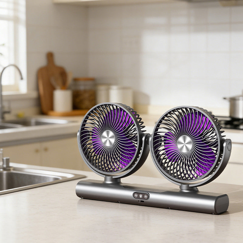 🌬️ Kétfejes oszcilláló mennyezeti ventilátor – Erőteljes hűtés, helytakarékos kialakítás