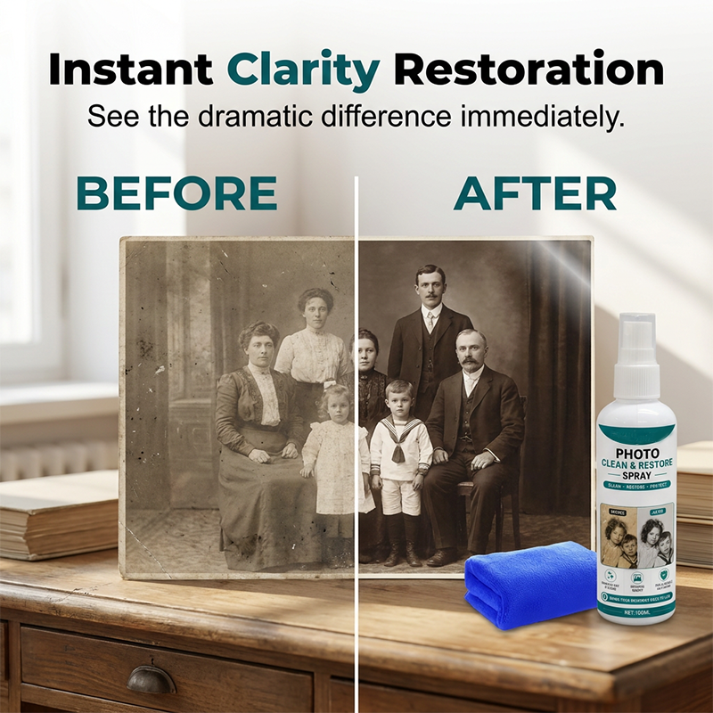 【1+1 ingyen】📸 Prémium fotótisztító és helyreállító spray – Tisztít, felfrissít és véd