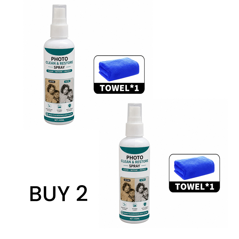 【1+1 ingyen】📸 Prémium fotótisztító és helyreállító spray – Tisztít, felfrissít és véd