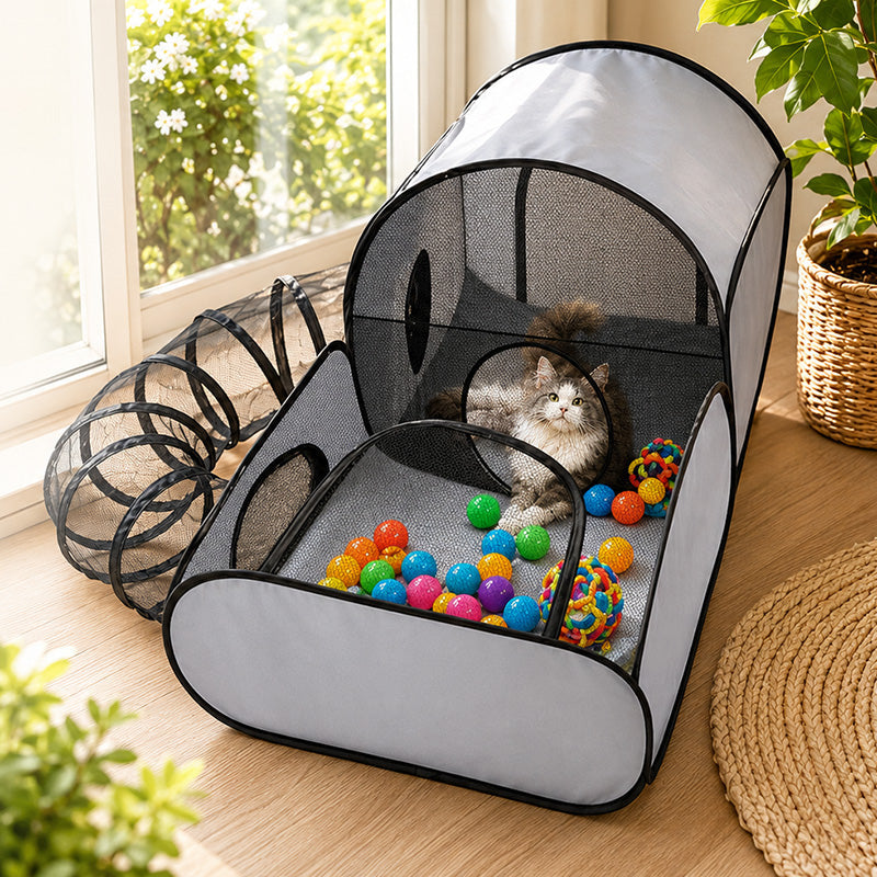 🐱🏠Többfunkciós kerítéssel ellátott macskaház – szellőző, mosható és összecsukható🐾✨