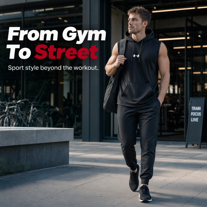 🏋️⚡Férfi gyorsszáradó ujjatlan edző kapucnis mellény – Lélegző könnyű anyag, kenguru zseb, maximális mozgékonyság, edzőtermi és futó sportfelső