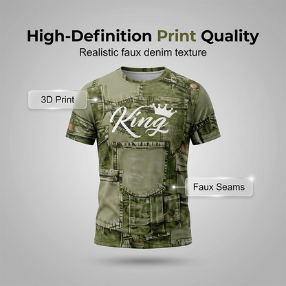 👕 Férfi farmerhatású póló és rövidnadrág szett | Könnyű, légáteresztő nyári viselet ☀️