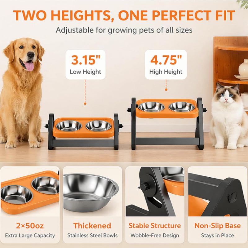 🐶🐱 Állítható magasságú ergonomikus etetőtál kutyáknak és macskáknak | Kényelmesebb etetés, egészségesebb testtartás
