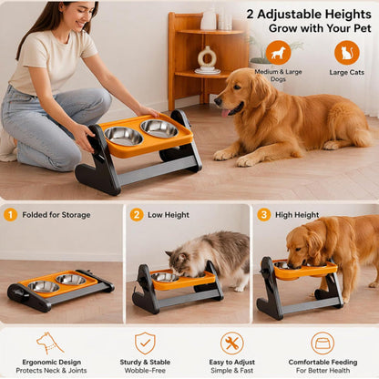 🐶🐱 Állítható magasságú ergonomikus etetőtál kutyáknak és macskáknak | Kényelmesebb etetés, egészségesebb testtartás