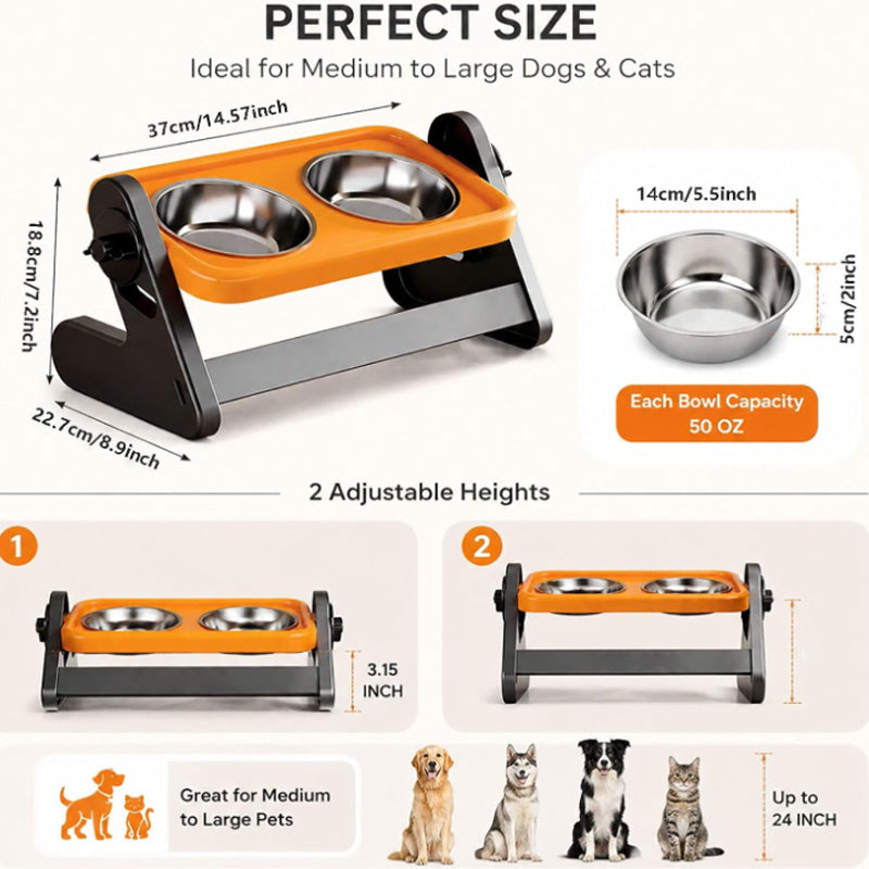 🐶🐱 Állítható magasságú ergonomikus etetőtál kutyáknak és macskáknak | Kényelmesebb etetés, egészségesebb testtartás