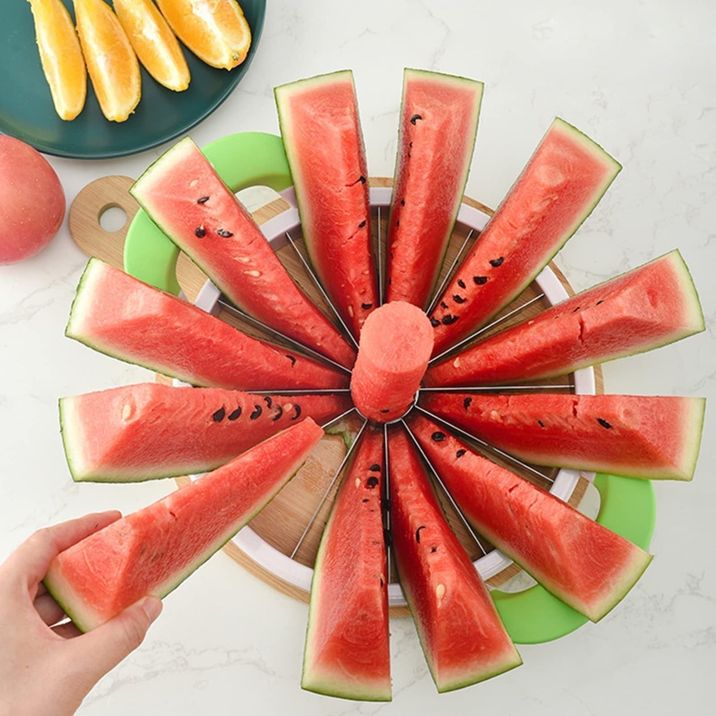 🥰🍉 Nagy méretű görögdinnye-szeletelő – Gyors, biztonságos és tökéletes kockák másodpercek alatt