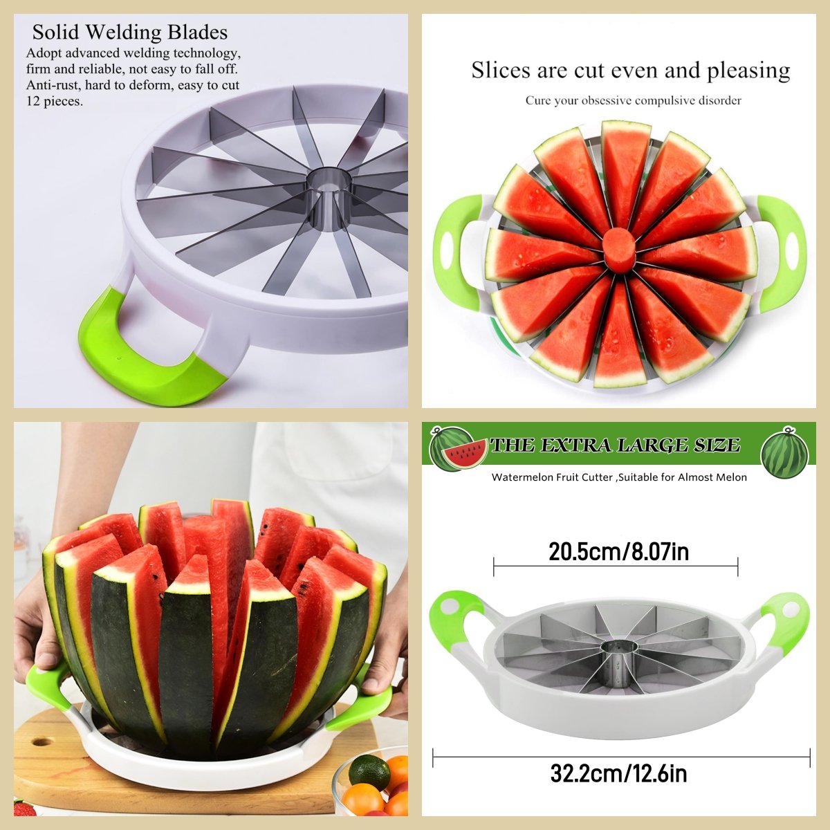 🥰🍉 Nagy méretű görögdinnye-szeletelő – Gyors, biztonságos és tökéletes kockák másodpercek alatt
