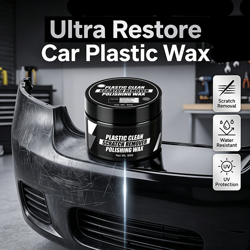 🚗 Autó műanyag karcoláseltávolító és felújító viasz szivaccsal (30 ml) – ✨ Gyors, súrolásmentes fényesítés és zökkenőmentes, profi házi karbantartás 🛡️🛠️