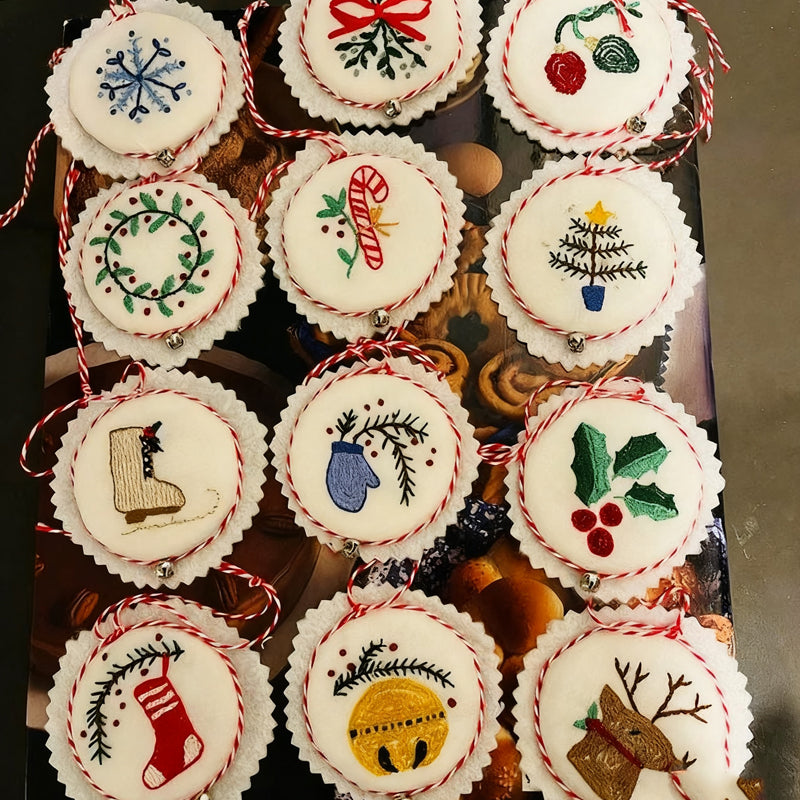 🎄Kézzel hímzett karácsonyi díszek készlet