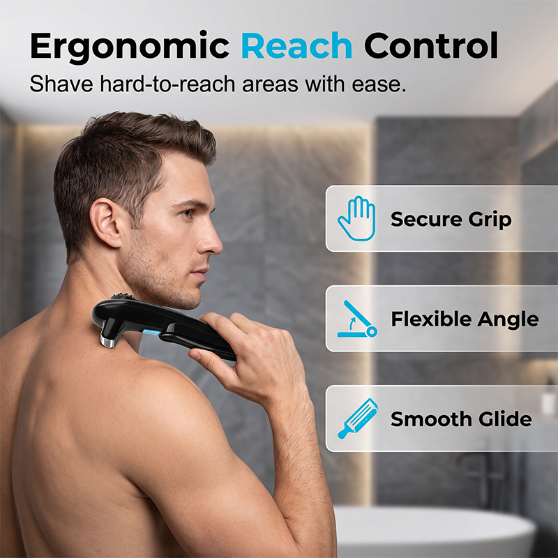 Men's Electric Back Shaver with 180° Foldable Handle