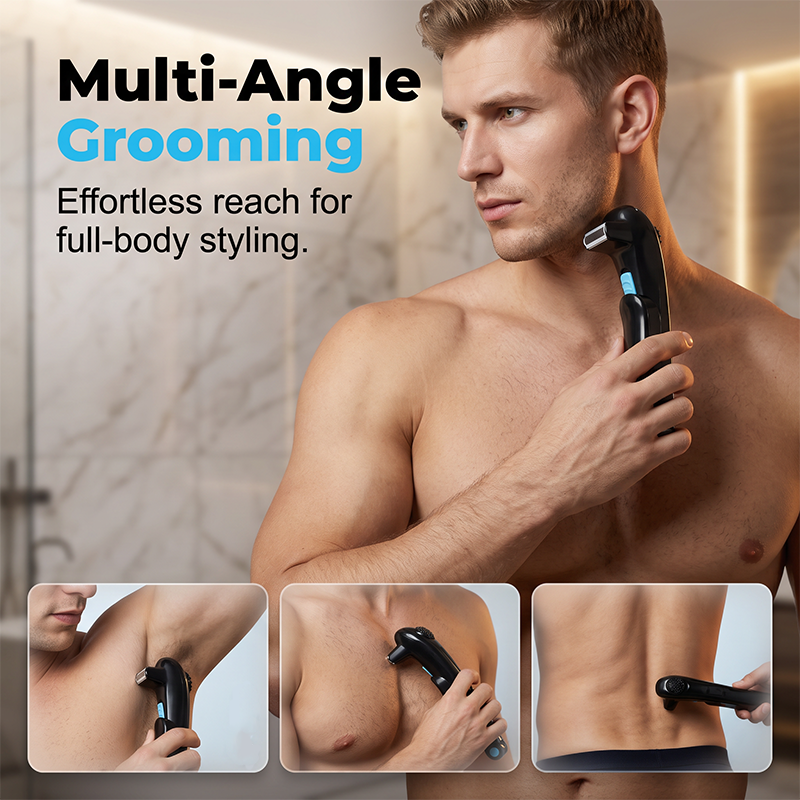 Men's Electric Back Shaver with 180° Foldable Handle