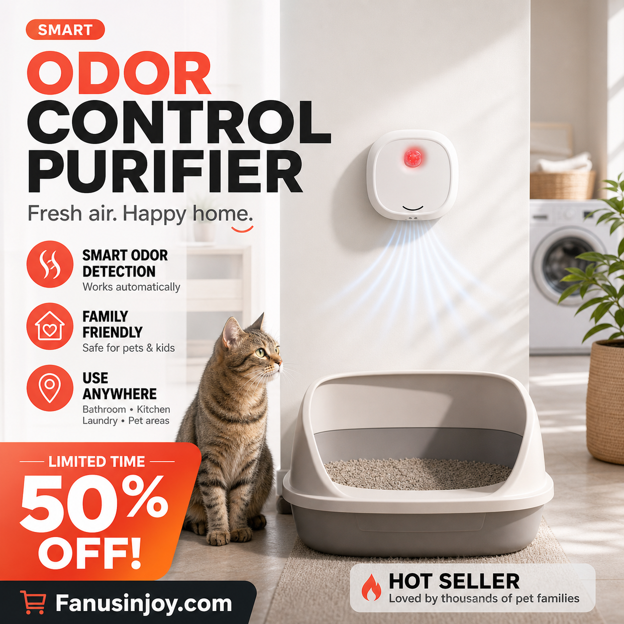 🌬️ Intelligens, falra szerelhető szagtalanító készülék háziállatok számáral🐱