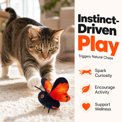 🦋🐱 Mozgásérzékelős Lebegő Macskajáték – Interaktív Rovaros Játékszer
