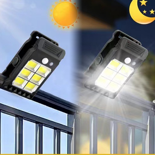 🌞 Intelligens Napelemes Mozgásérzékelős LED Csipeszes Lámpa – Vezeték Nélküli, Nagy Fényerejű Kültéri Világítás