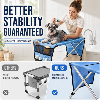 🐕Kétfunkciós összecsukható kisállat-ápoló ágy – fürdetéshez vagy körömvágáshoz🚿