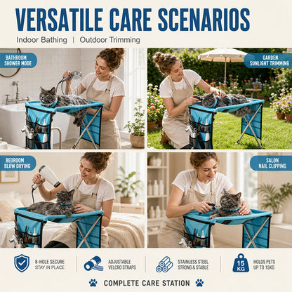🐕Kétfunkciós összecsukható kisállat-ápoló ágy – fürdetéshez vagy körömvágáshoz🚿