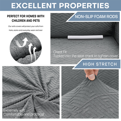 🛋️ Magas Rugalmasságú Jacquard Kanapéhuzat – Csúszásmentes, Mosható és Kisállatbarát