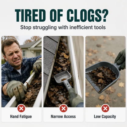 Gutter cleaning leaf shovel