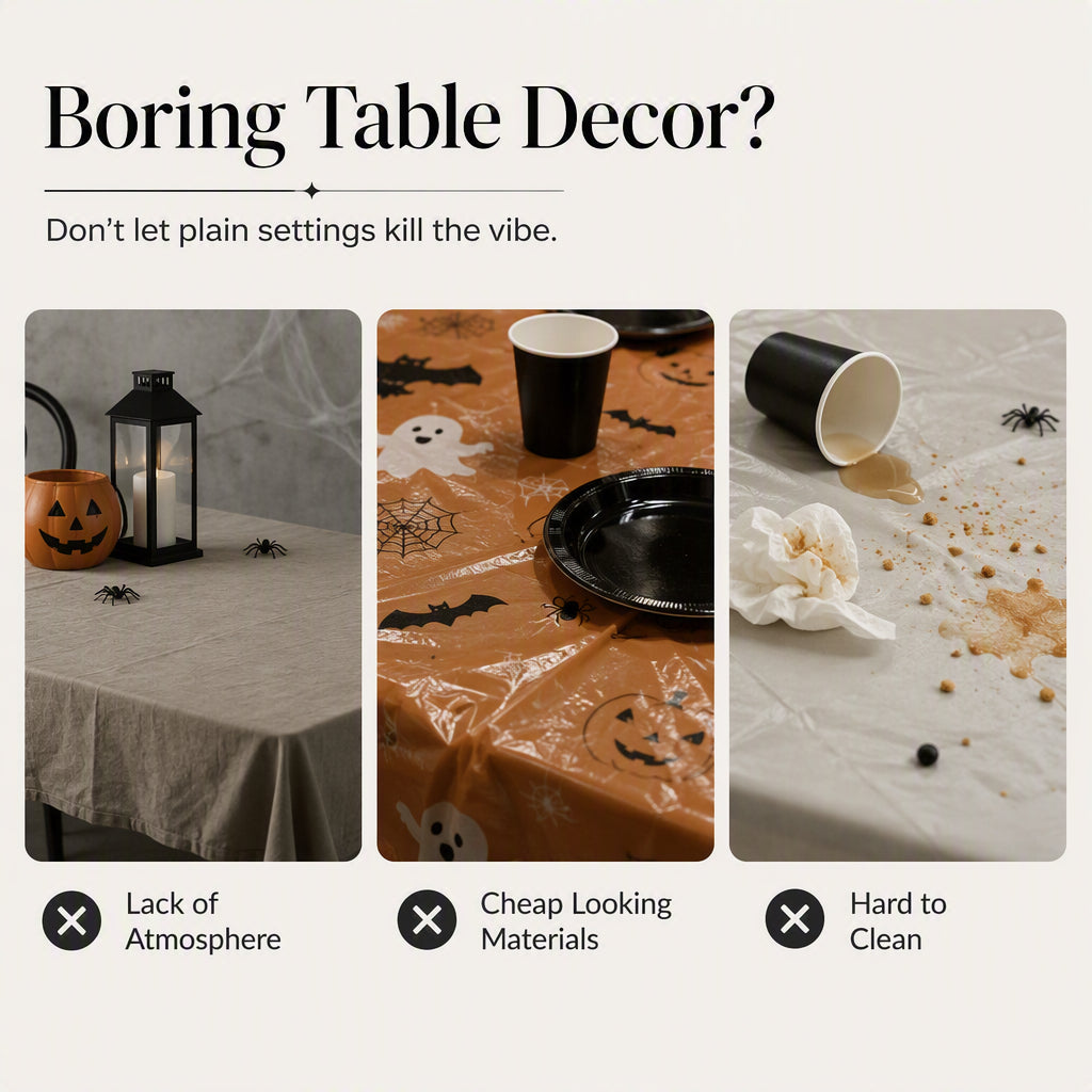 Spooky Halloween Patterns Tablecloth and Placemats Set