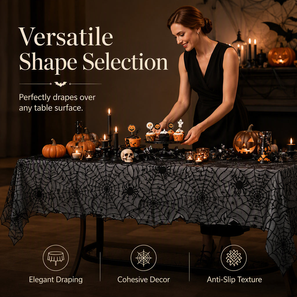 Spooky Halloween Patterns Tablecloth and Placemats Set