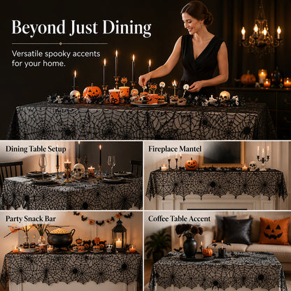 Spooky Halloween Patterns Tablecloth and Placemats Set