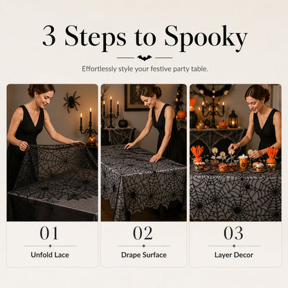 Spooky Halloween Patterns Tablecloth and Placemats Set