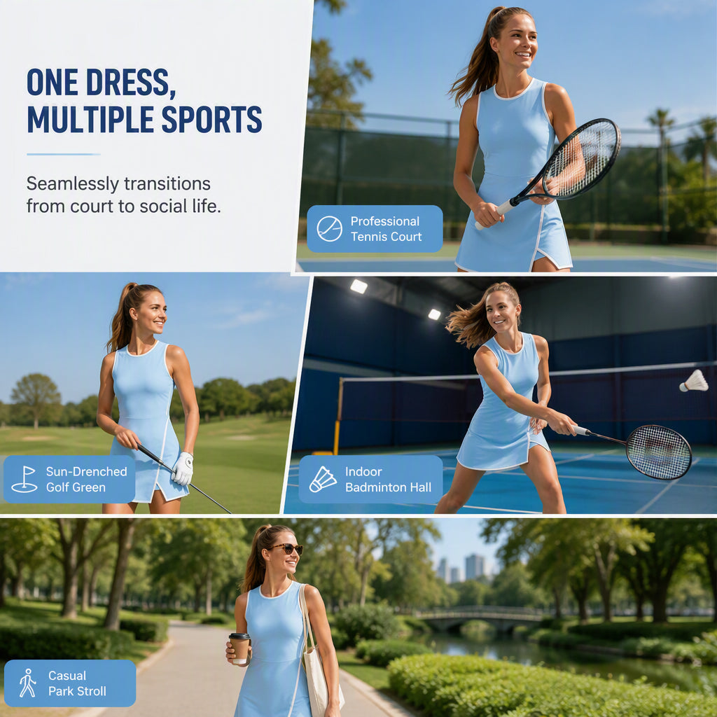 🎾 Női Sportos Teniszruha – Könnyű, Légáteresztő és Karcsúsító