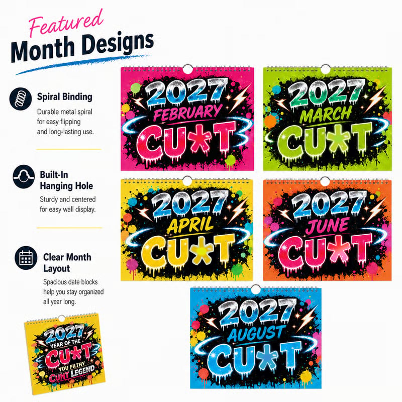 💥 2027-es „Year of the Cunt” Falinaptár – Merész Graffiti-Humorral 📆🔥