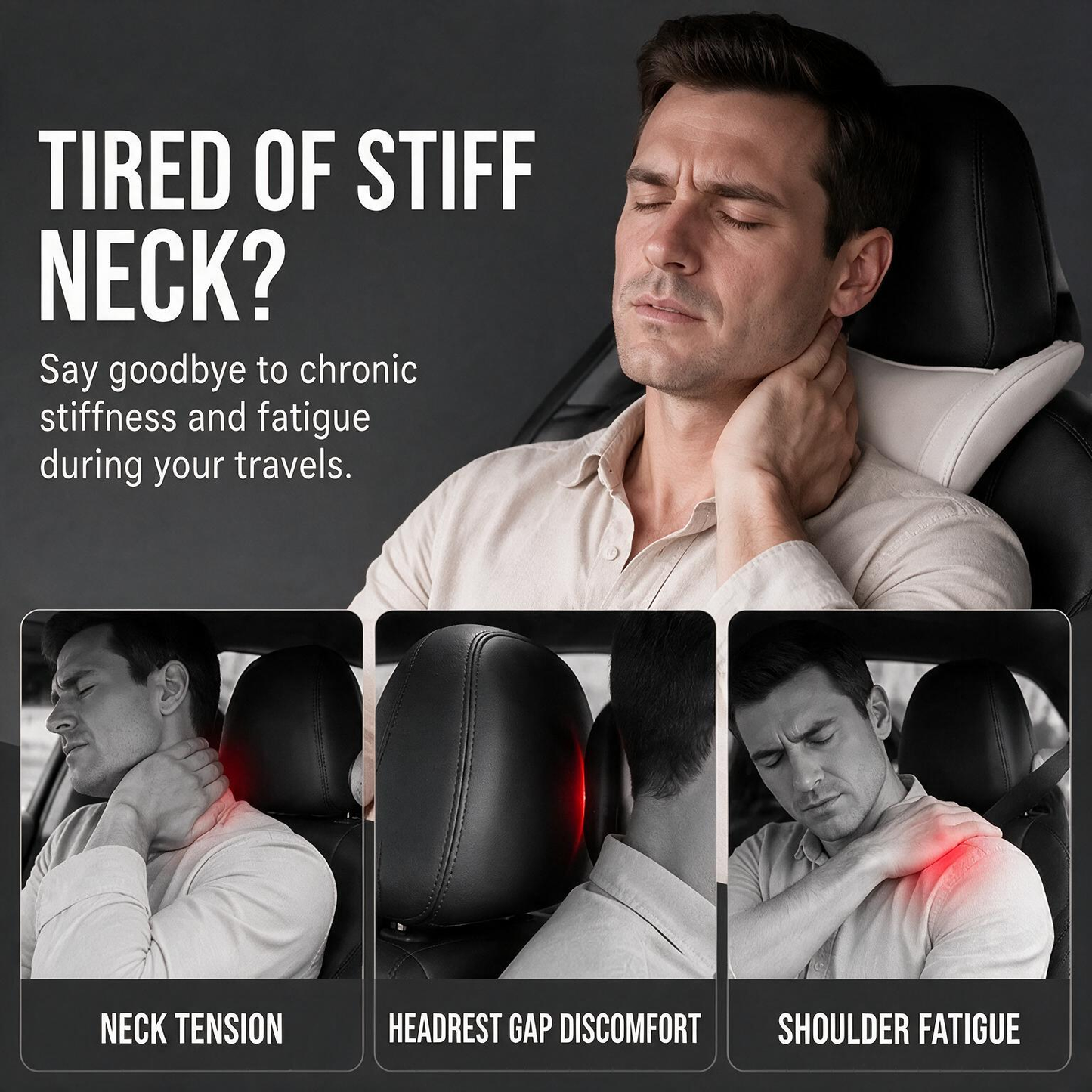 🚗 Ergonomikus, memóriahabbal ellátott autófejtámla – kényelmes nyaktámasz PU-ból