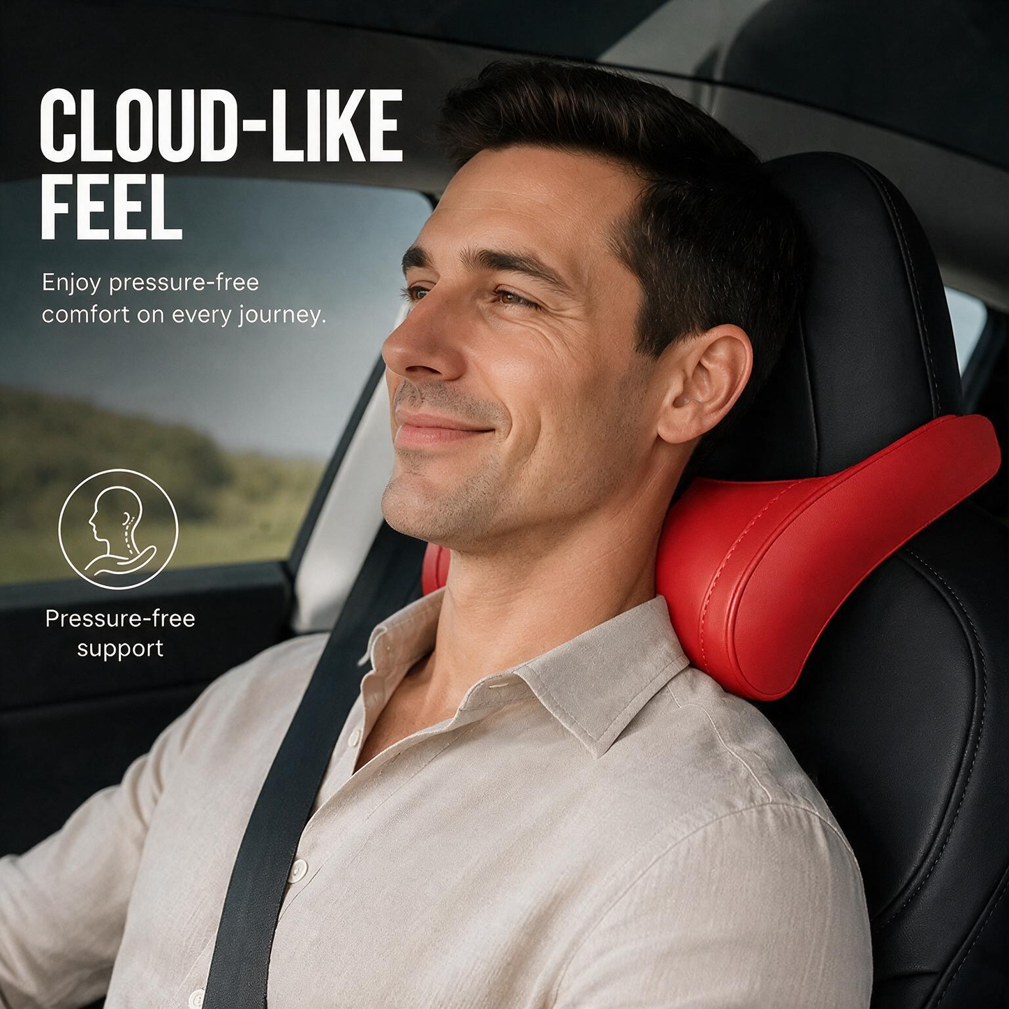 🚗 Ergonomikus, memóriahabbal ellátott autófejtámla – kényelmes nyaktámasz PU-ból
