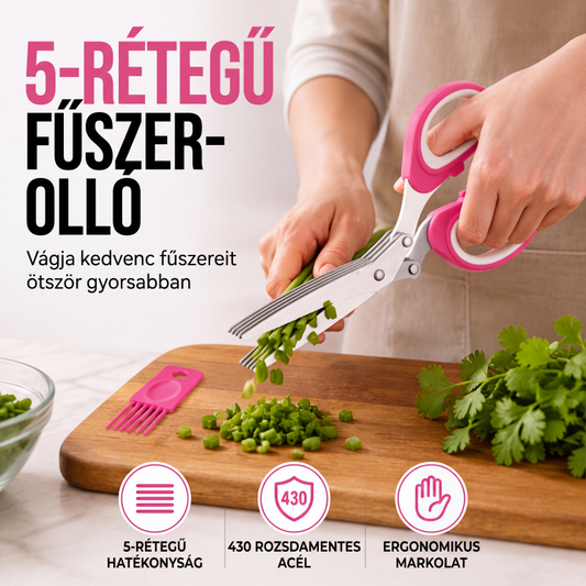 🌿 5 Pengés Fűszernövény-Olló – Gyors és Precíz Aprítás a Konyhában