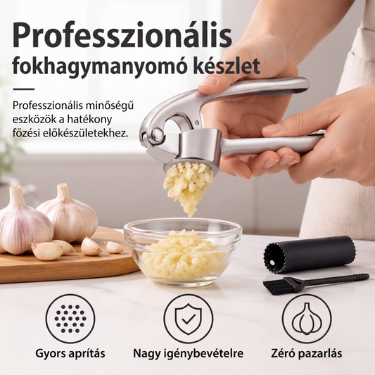 🧄 Prémium Fokhagymanyomó – Ergonomikus, Puha Fogantyúval a Könnyed Préselésért