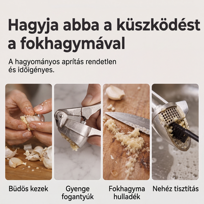 🧄 Prémium Fokhagymanyomó – Ergonomikus, Puha Fogantyúval a Könnyed Préselésért