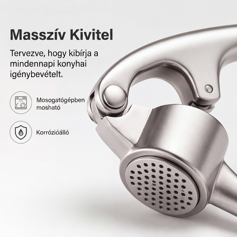 🧄 Prémium Fokhagymanyomó – Ergonomikus, Puha Fogantyúval a Könnyed Préselésért