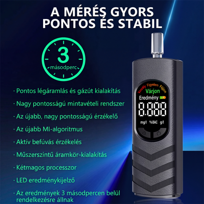 🍺 Újratölthető alkoholszonda LCD-kijelzővel és hangbemondással – Pontos mérés – Utánvét ✨