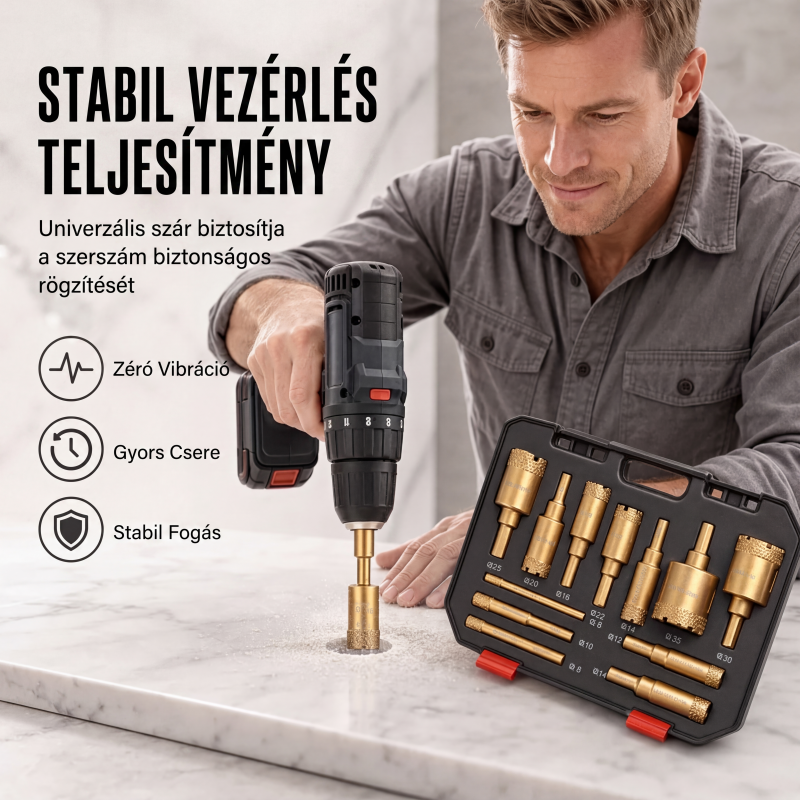 🧱✨ 12 Darabos Száraz Gyémánt Csempefúró: Vízmentes Fúrás és Tökéletes Eredmény! 🛠️
