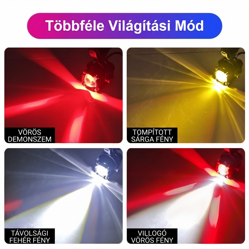 🏍️ Univerzális motorkerékpár LED reflektorok – kettős fényű és minden időjárásban vízálló 💡