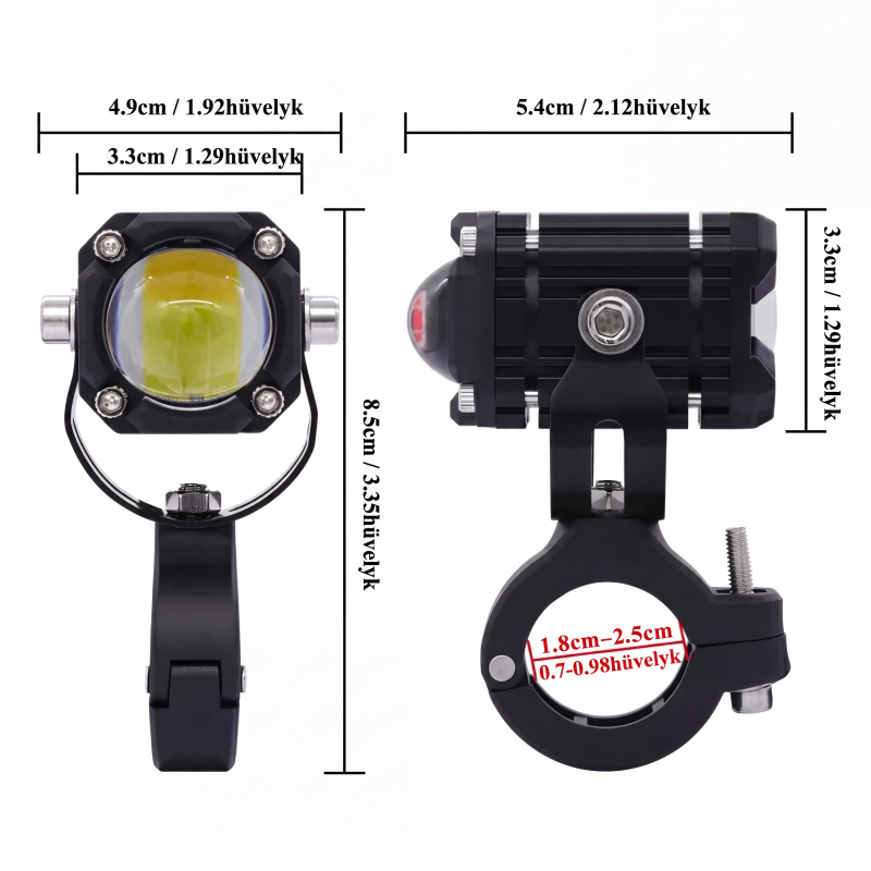 🏍️ Univerzális motorkerékpár LED reflektorok – kettős fényű és minden időjárásban vízálló 💡
