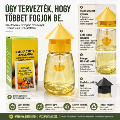 🐝🏡 Beltéri és kültéri függeszthető légycsapda – négy bejárattal, egyszerű felszerelés, újrafelhasználható, hatékony kártevőirtás