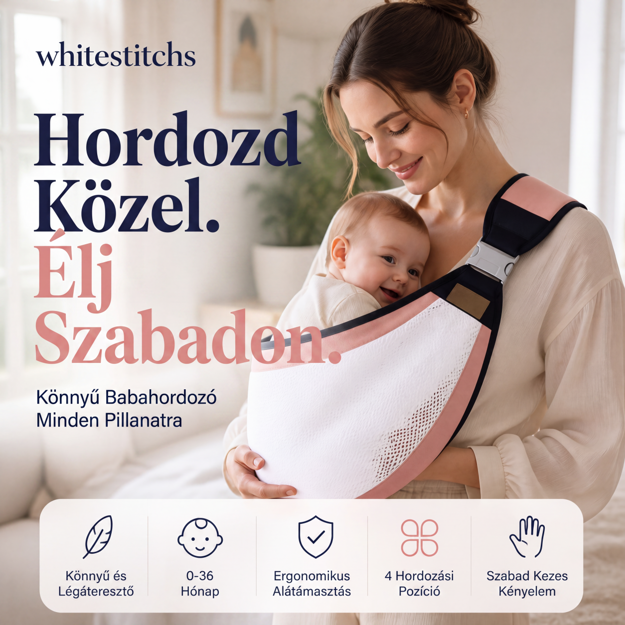 👶 1+1 INGYEN | Légáteresztő 4 az 1-ben csecsemőhordozó – ergonómikus, könnyű és kényelmes